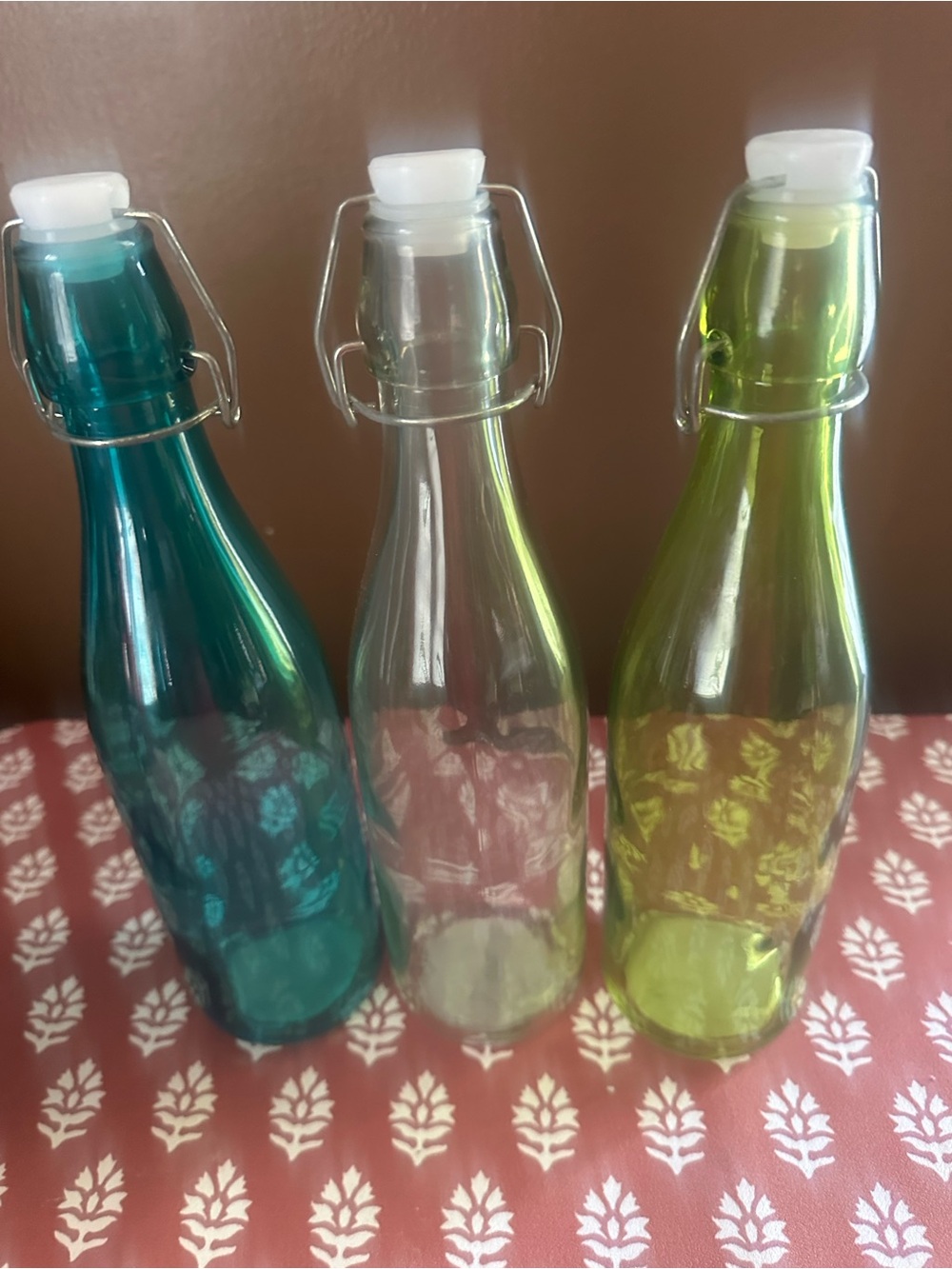 Hobby Lobby Teal, Clear & Green Glass Swing-Top Bottles - 3 Pack